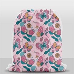 Custom Butterfly Pattern Name Any Text - Drawstring Bag (Small)