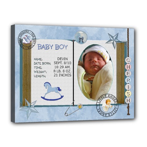 Newborn Baby Boy 16x12 Stretched Canvas