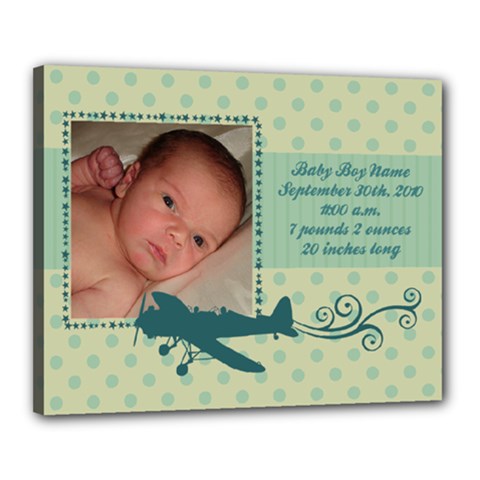 Baby Boy Airplane 16x20 Stretched Canvas