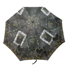 Black white n Gold Butterfies n Frills Umbrella - Folding Umbrella