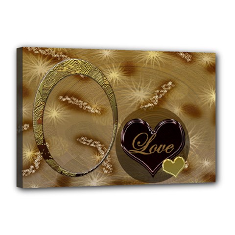 I Heart You Gold 18x12 Stretched Canvas