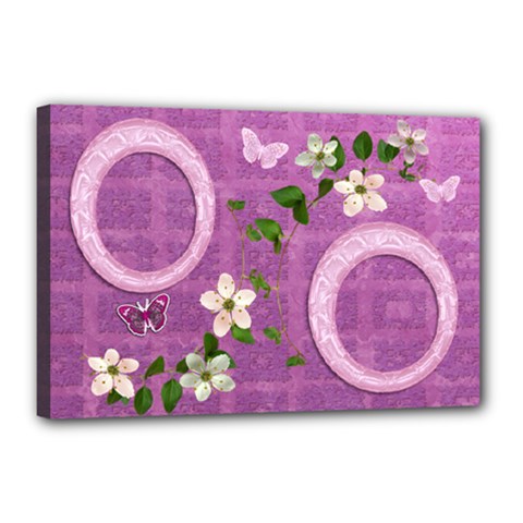 Spring Flower Floral Pink Purple 18x12 Stretched Canvas