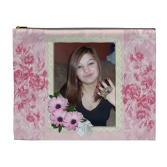 Pink floral boarder Cosmetic Bag (XL) (7 styles)
