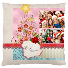 merry christmas, new year, happy, family, kids - Large Cushion Case (Two Sides)