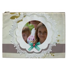 flower , kids, happy, fun, green - Cosmetic Bag (XXL)