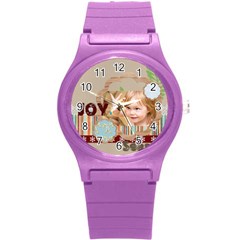 kids, love, fun, happy, holiday,child, love - Round Plastic Sport Watch (S)