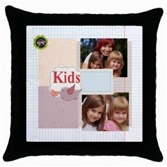 kids, fun, child, play, happy (5 styles) - Throw Pillow Case (Black)