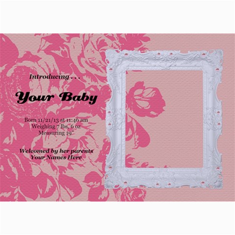 Hunny Bunny Girl Birth Announcement 02 By One Of A Kind Design Studio 7 x5  Photo Card - 2