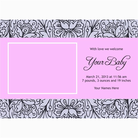 Hunny Bunny Girl Birth Announcement 03 By One Of A Kind Design Studio 7 x5  Photo Card - 7