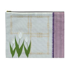 White Tulip with purple cosmetic bag XL (7 styles) - Cosmetic Bag (XL)