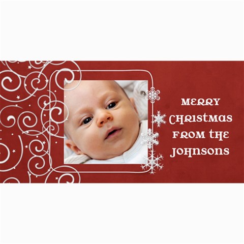 Red Swirl Photo Christmas Card By Marcee Duggar 8 x4  Photo Card - 5