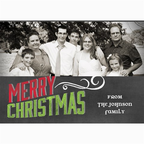 Chalkboard Merry Christmas Family By Marcee Duggar 7 x5  Photo Card - 4