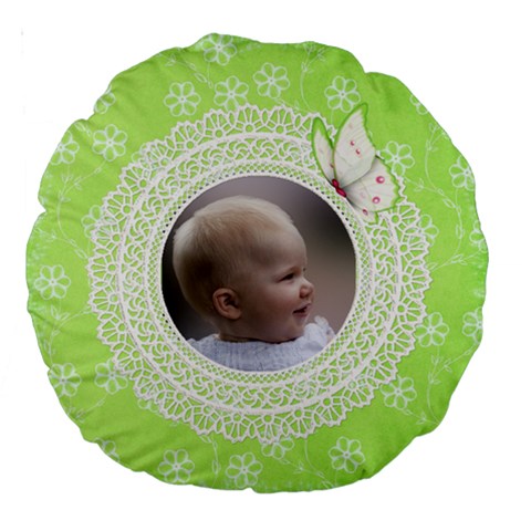 Girl Green Lace 18  Premium Round Cushion By Deborah Back