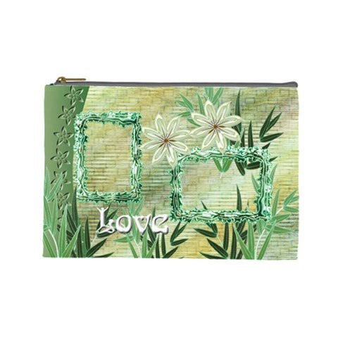 Aqua Blue Green Floral Cosmetic Bag Lg By Ellan Front