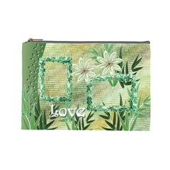 Aqua blue green floral cosmetic bag lg (7 styles) - Cosmetic Bag (Large)