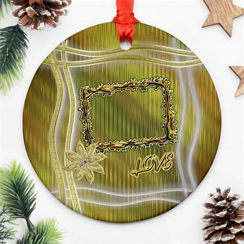 Gold Floral Round Ornament By Ellan Front