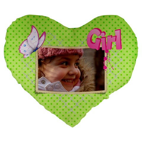 Girl Green 19  Heart  Shape Cushion By Deborah Front