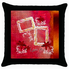 Red love  Throw Pillow case - Throw Pillow Case (Black)