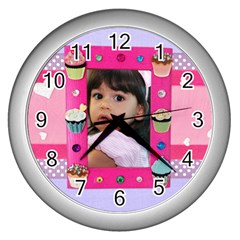 cupcake frame clock - Wall Clock (Silver)