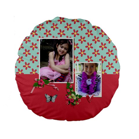 15  Premium Round Cushion : Love Hearts By Jennyl Back