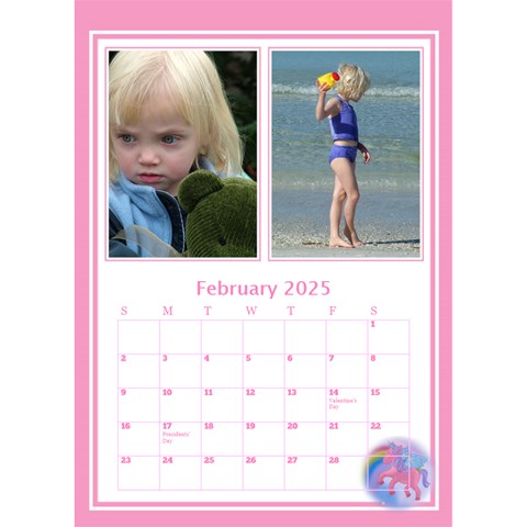 Pink Princess Desktop Calendar By Deborah Feb 2025