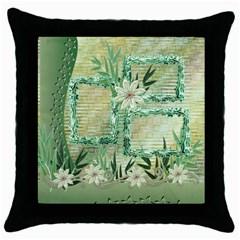 Floral aqua throw pillow case - Throw Pillow Case (Black)