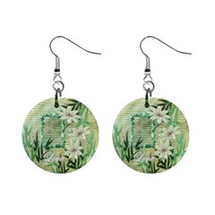 Love Aqua Blue Green Floral Button Earrings