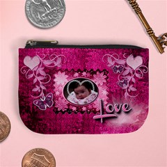 Hot Pink heart floral coin purse - Mini Coin Purse