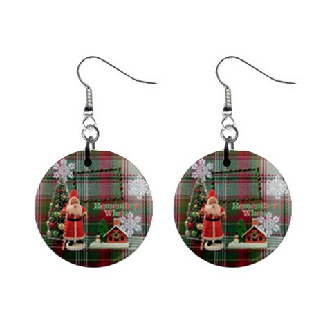 Remember When Santa Christmas Button Earrings By Ellan Front