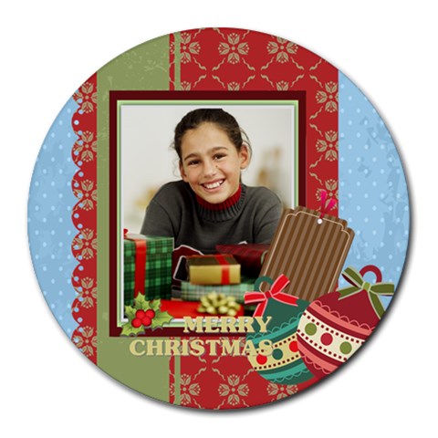 Christmas By Merry Christmas 8 x8  Round Mousepad - 1