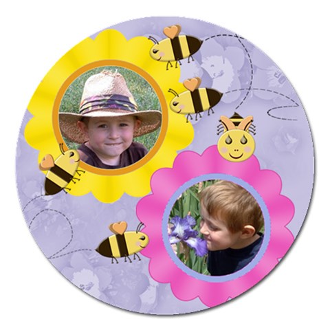 Flowers And Bees Round 5 Inch Magnet By Chere s Creations Front