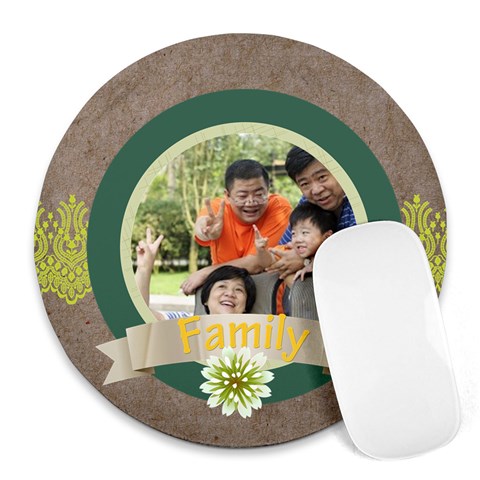 Fathers Day By Family 8 x8  Round Mousepad - 1