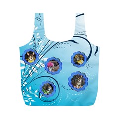 Blue Swirl recycle Bag (M) two sides (6 styles) - Full Print Recycle Bag (M)