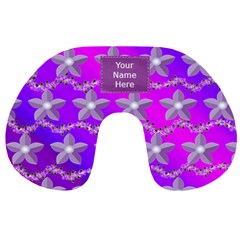 Purple flowered travel neck pillow