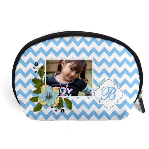 Pouch (l) : Blue Chevron By Jennyl Front