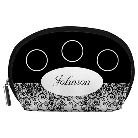 Classic Black And White Accessory Pouch (large) By Deborah Front