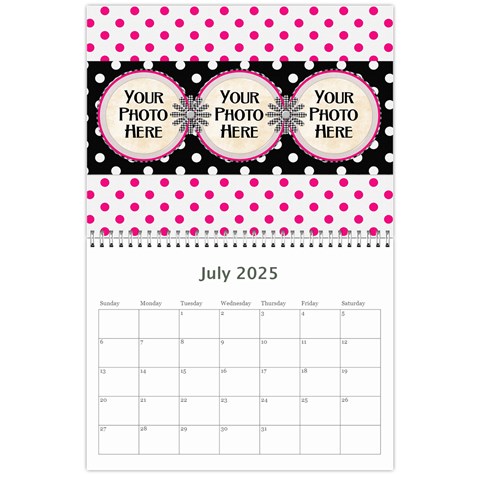 2025 Black White And Pink Calendar By Lisa Minor Jul 2025