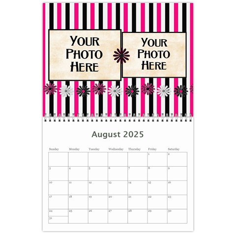 2025 Black White And Pink Calendar By Lisa Minor Aug 2025