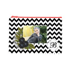 Cosmetic Bag (l): Black Chevron