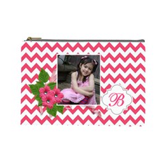 Cosmetic Bag (L): Pink Chevron (7 styles) - Cosmetic Bag (Large)