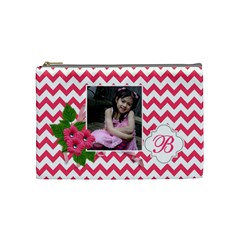 Cosmetic Bag (m):  Pink Chevron