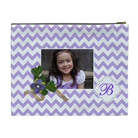 Cosmetic Bag (xl): Violet Chevron By Jennyl Back