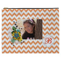 Cosmetic Bag (xxxl): Orange Chevron