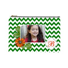 Cosmetic Bag (L): Green Chevron (7 styles) - Cosmetic Bag (Large)