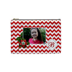 Cosmetic Bag (m): Red Chevron