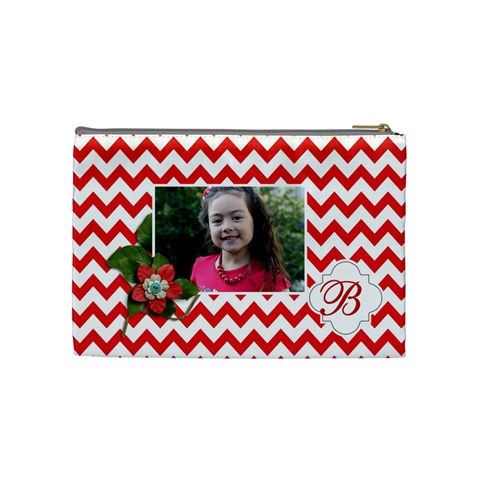 Cosmetic Bag (m): Red Chevron By Jennyl Back