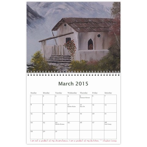 2015 Calendar By Tracy Mar 2015