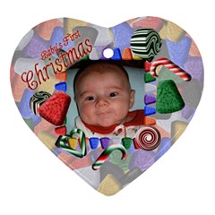 Baby s First Christmas Heart Ornament Two Sides - Heart Ornament (Two Sides)