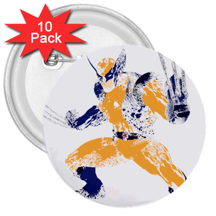 Splatter Heroes Wolverine Plain 3  Button (10 pack)