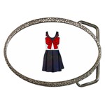 Galaxy Seifuku Print Sleeveless Dress Belt Buckle Front